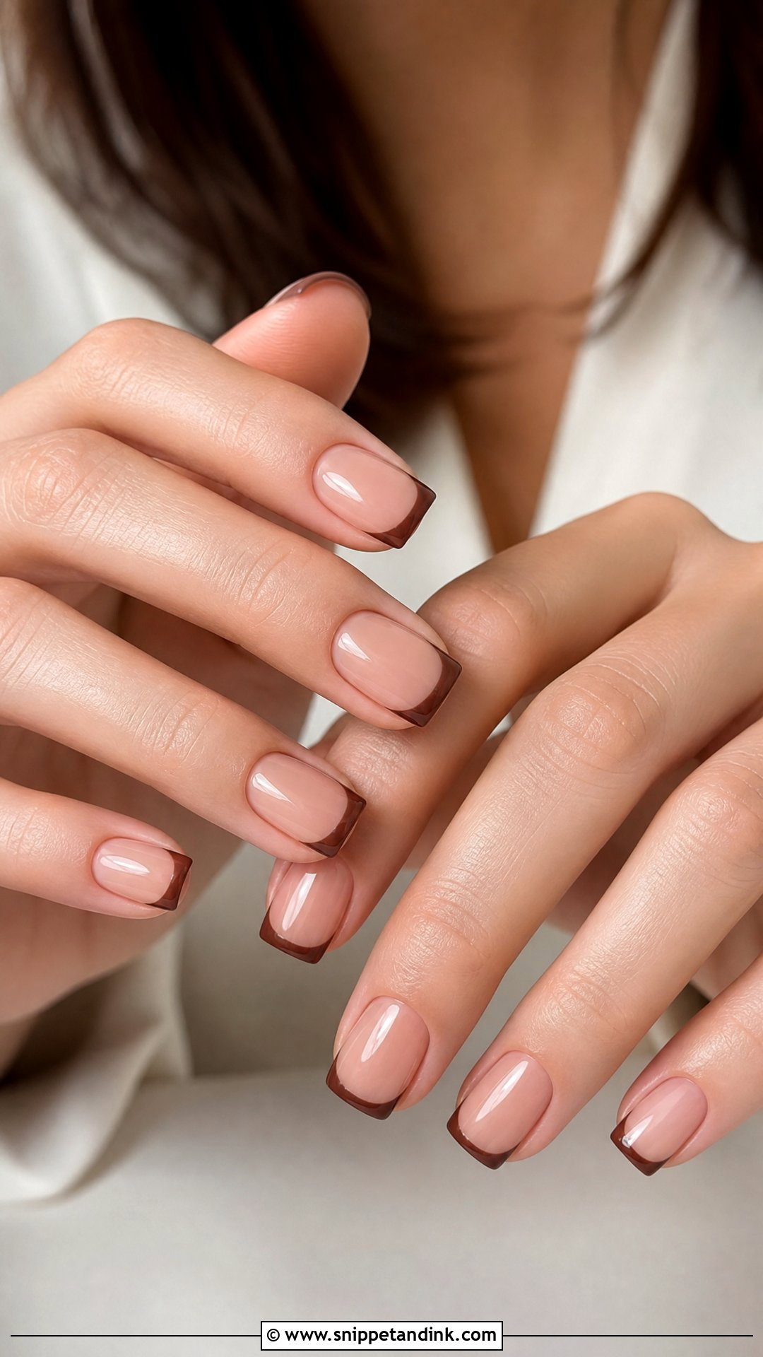 Chocolate Brown French Fall Bridal Nails - Snippet and Ink - 25 Fall Bridal Nails