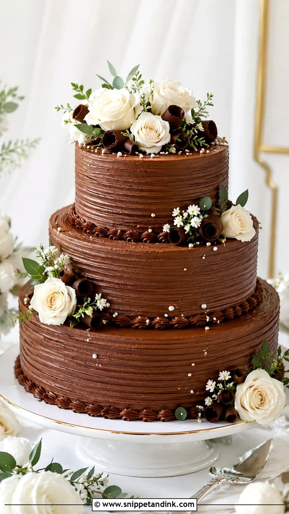 Chocolate Buttercream Wedding Cake - Snippet and Ink - 20 Chocolate Cake Design Ideas for Wedding