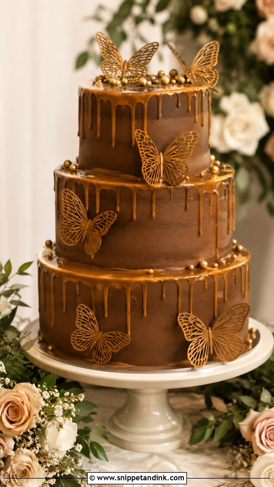 Chocolate Butterfly Wedding Cake With Caramel Filling - Snippet and Ink - 20 Chocolate Butterfly Cake Ideas for Wedding