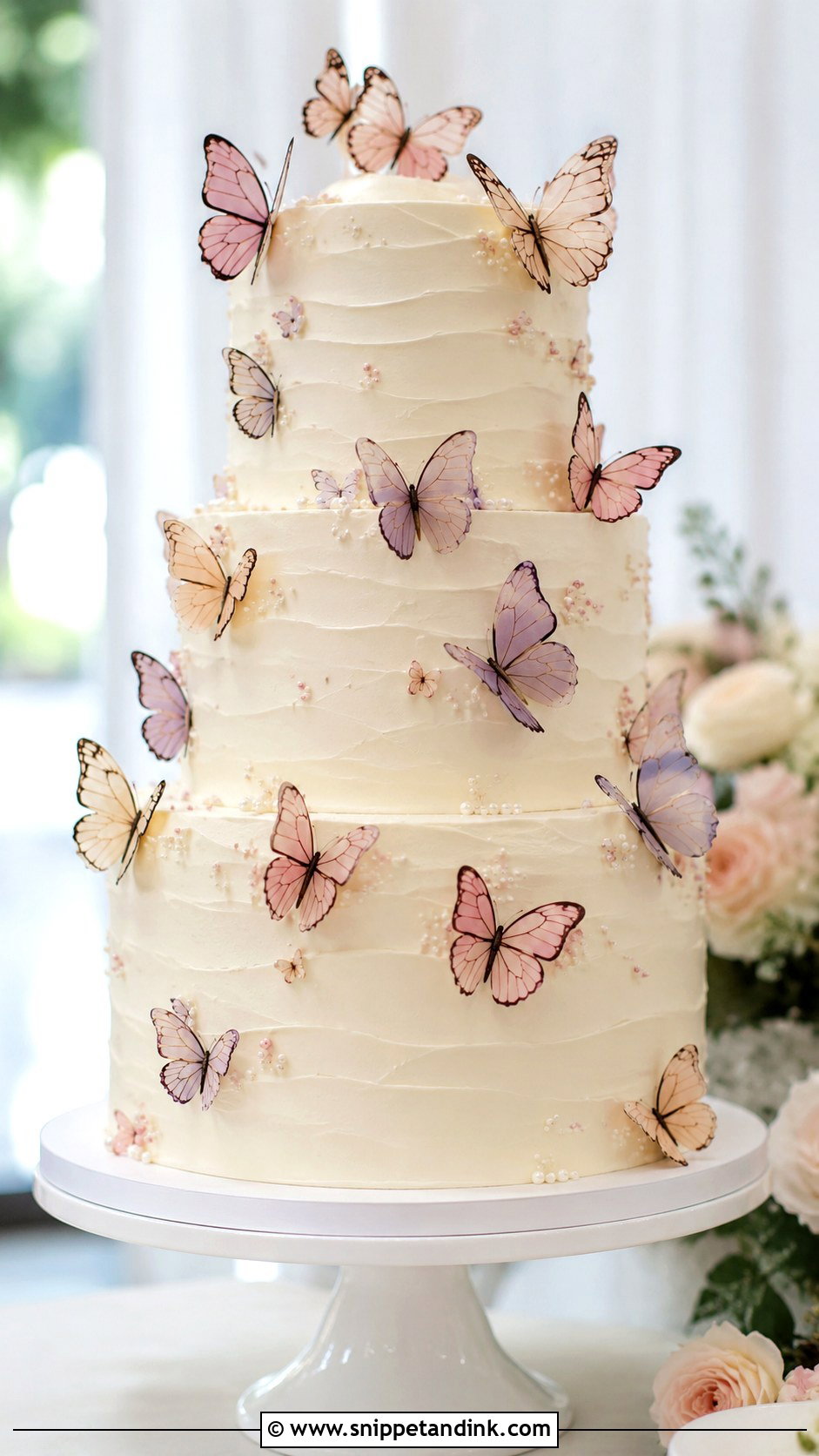 Chocolate Butterfly Wedding Cake With Edible Wafer Butterflies - Snippet and Ink - 20 Chocolate Butterfly Cake Ideas for Wedding