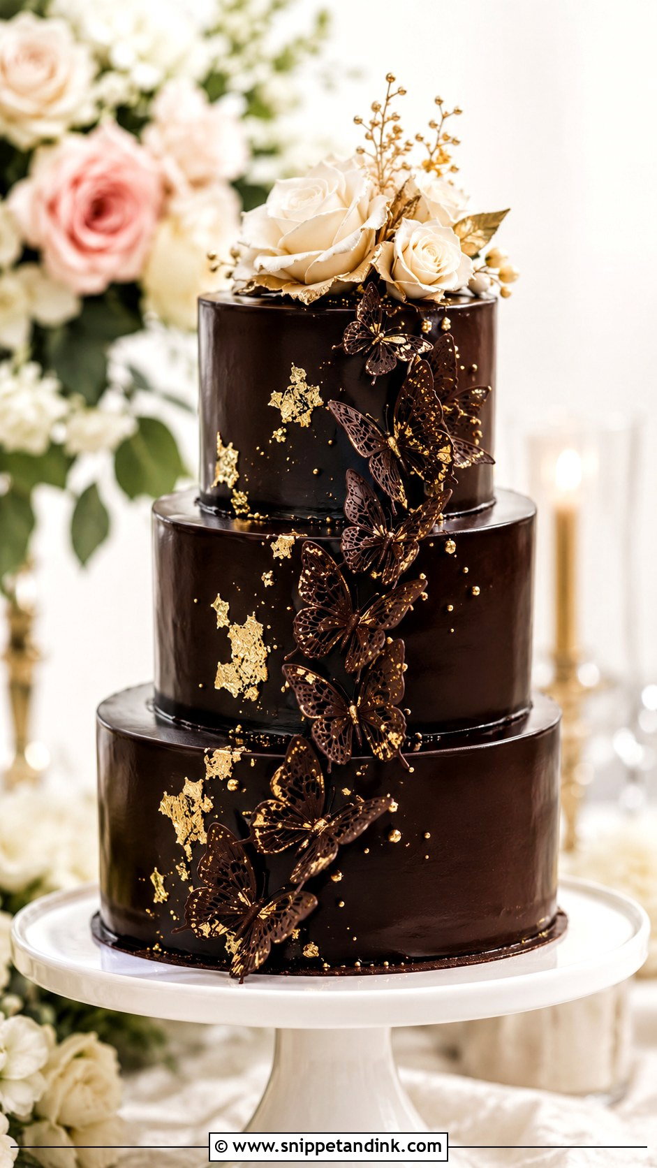 Chocolate Butterfly Wedding Cake With Ganache - Snippet and Ink - 20 Chocolate Butterfly Cake Ideas for Wedding