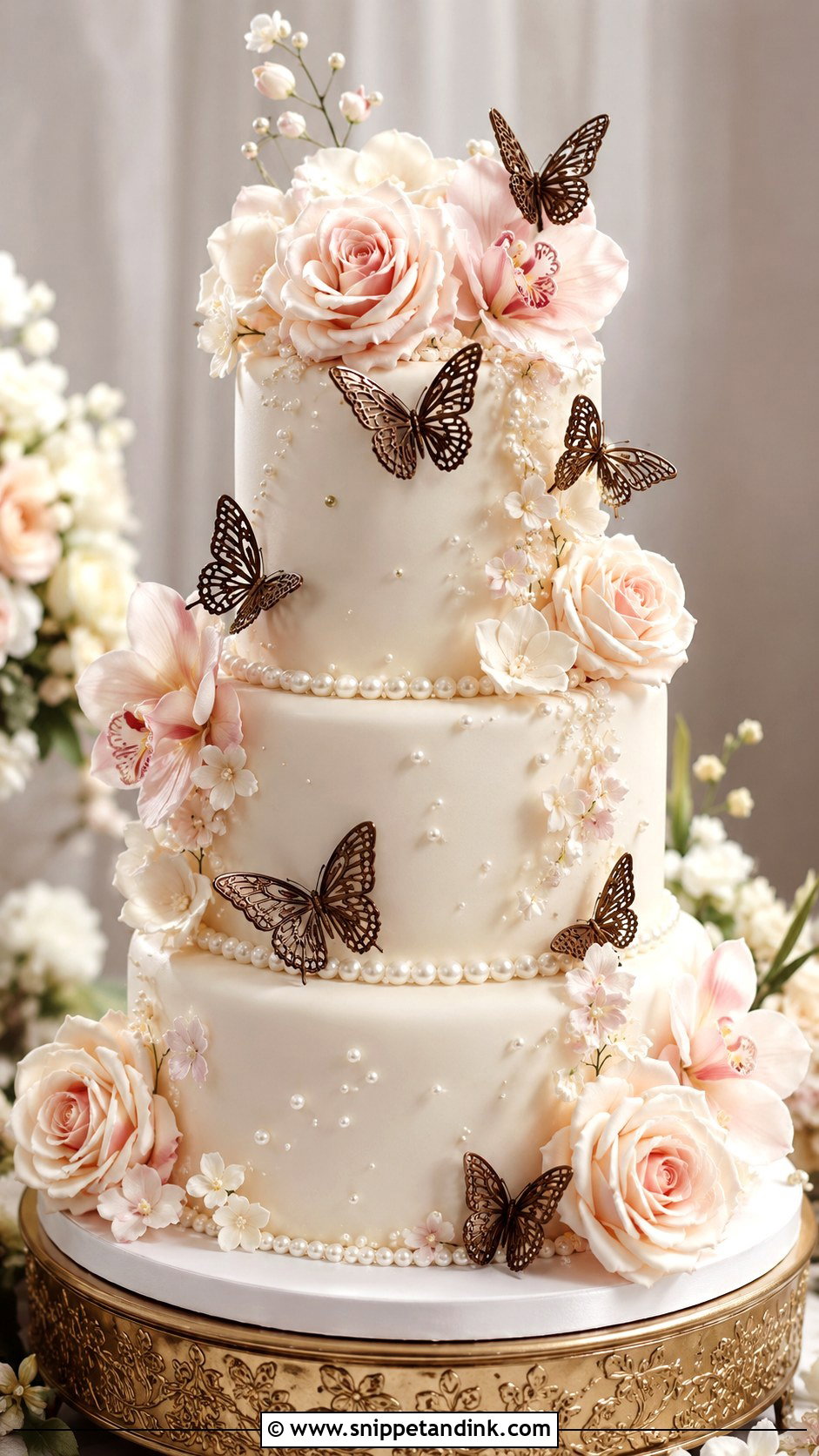 Chocolate Butterfly Wedding Cake With Sugar Flowers - Snippet and Ink - 20 Chocolate Butterfly Cake Ideas for Wedding