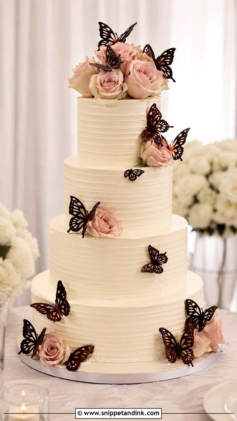 Chocolate Butterfly Wedding Cake With White Buttercream - Snippet and Ink - 20 Chocolate Butterfly Cake Ideas for Wedding