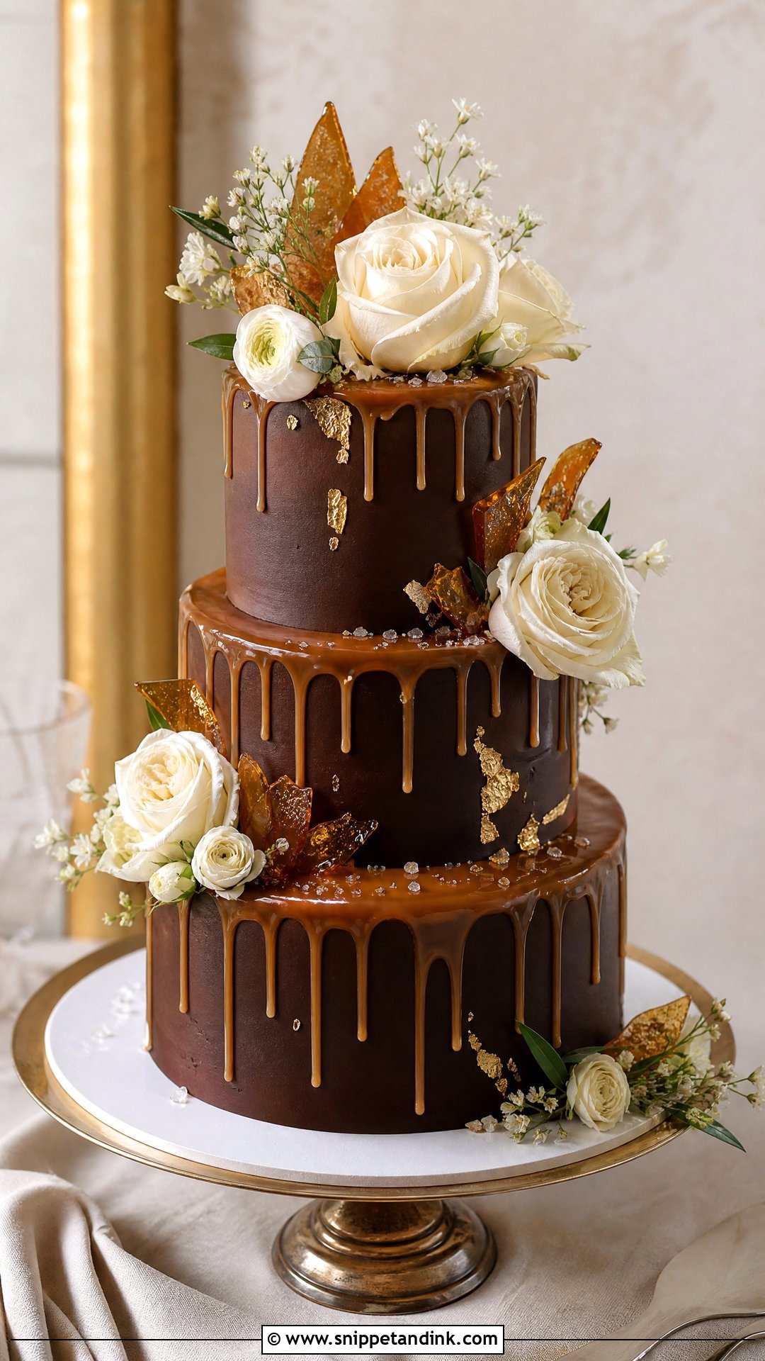 Chocolate Caramel Wedding Cake - Snippet and Ink - 25 Chocolate Wedding Cake Ideas