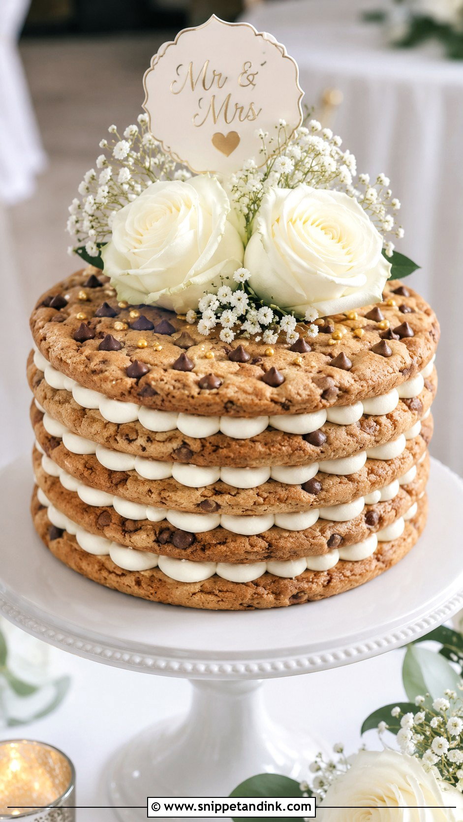 Chocolate Chip Wedding Layered Cookie Cake - Snippet and Ink - 30 Wedding Layered Cookie Cake Ideas