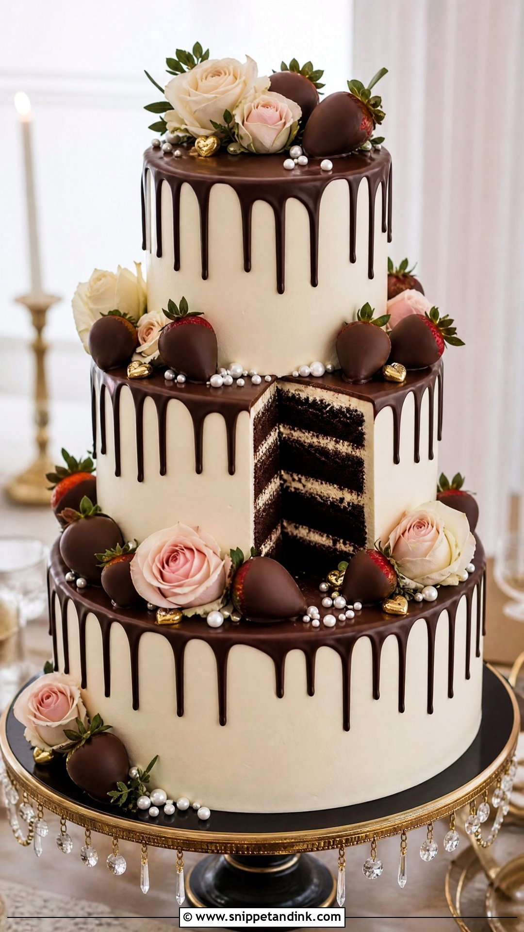 Chocolate Covered Strawberry Wedding Cake - Snippet and Ink - 25 Love Theme Cake Ideas for Wedding