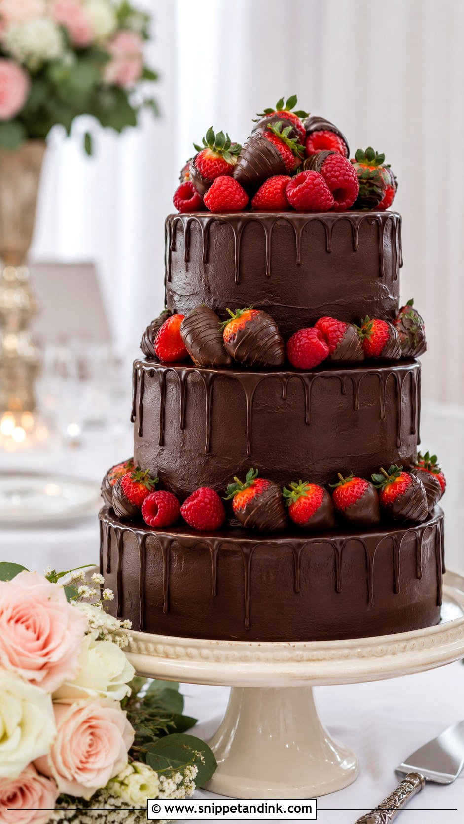 Chocolate Covered Strawberry Wedding Cake - Snippet and Ink - 25 Chocolate Strawberry Wedding Cake Ideas