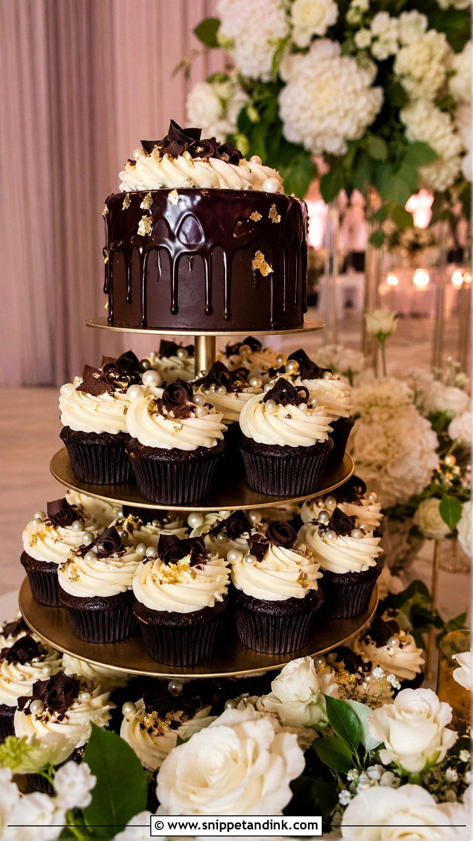 Chocolate Cupcake Wedding Cake Display - Snippet and Ink - 25 Elegant Cupcake Wedding Cake Ideas