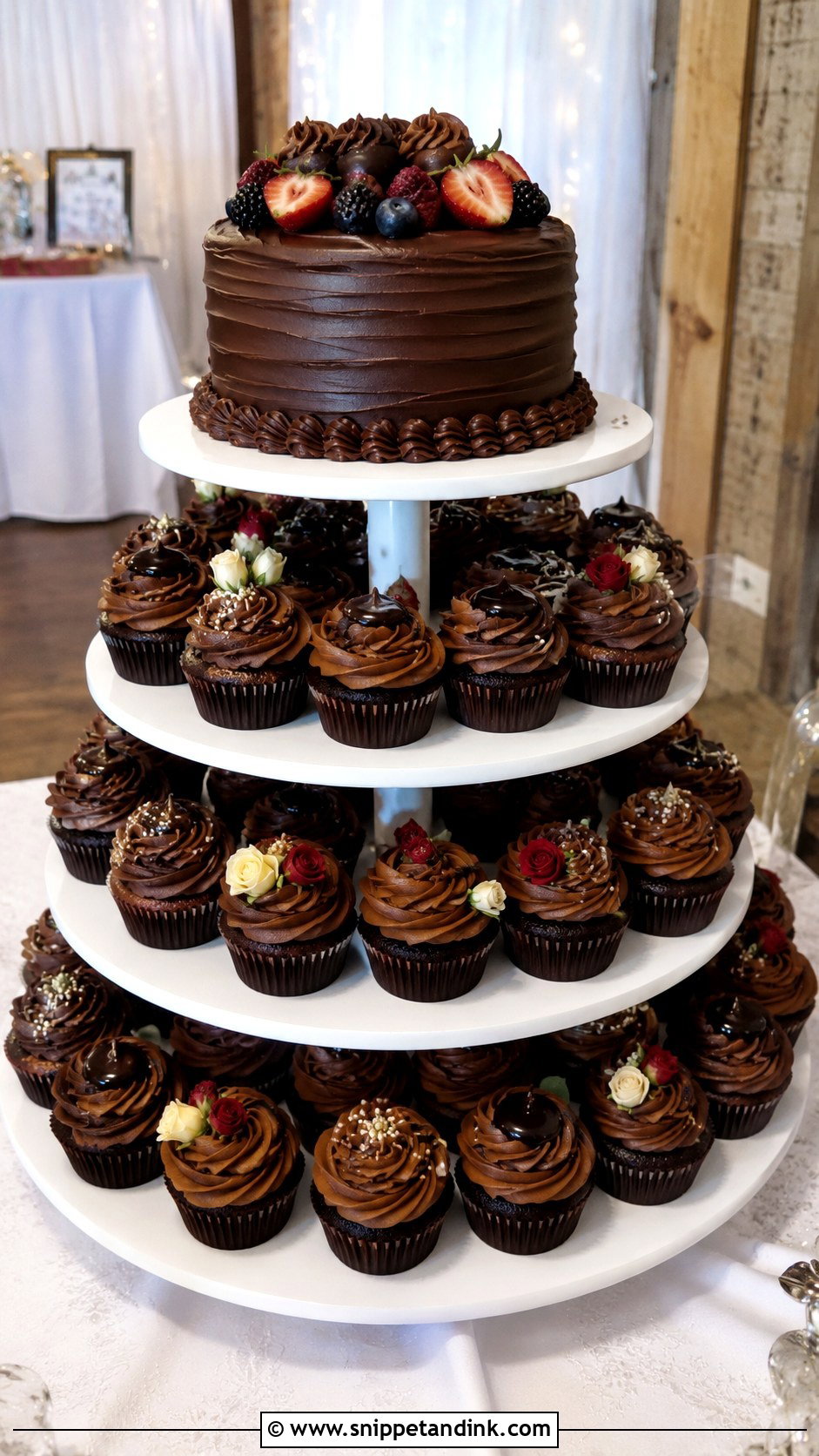 Chocolate Cupcake Wedding Cake - Snippet and Ink - 20 Chocolate Cake Design Ideas for Wedding
