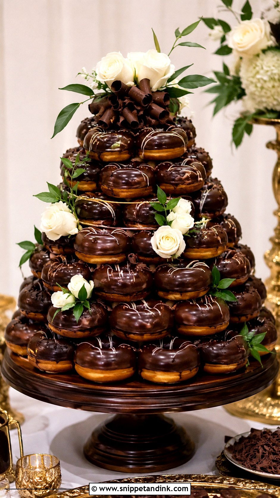 Chocolate Donut Wedding Cake - Snippet and Ink - 20 Wedding Donut Cake Ideas