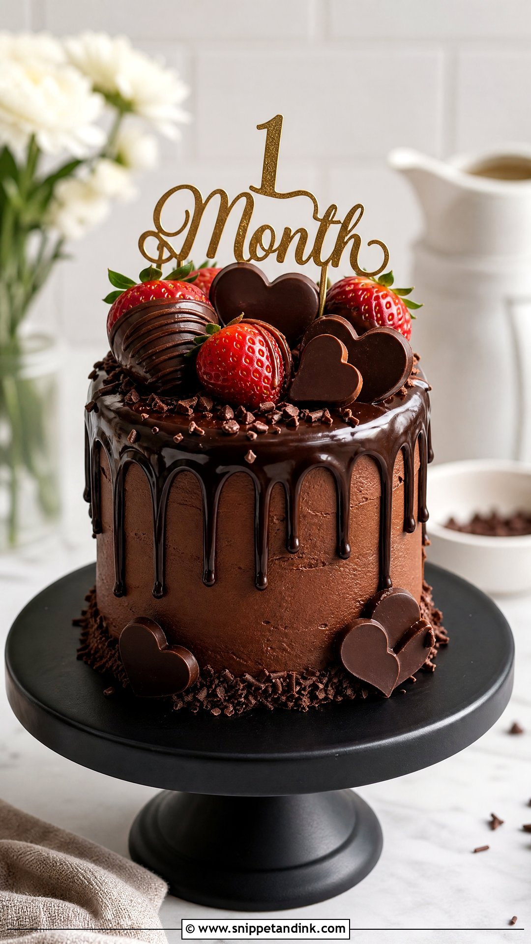 Chocolate Drip Anniversary Cake - Snippet and Ink - 25 1 Month Anniversary Cake Ideas