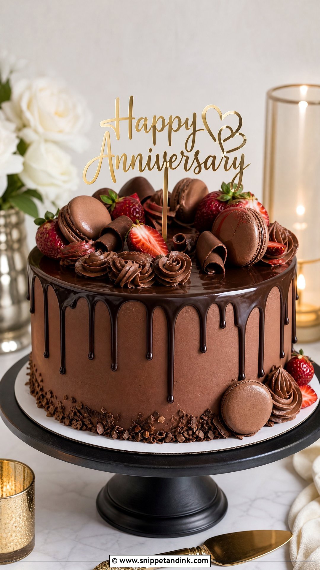 Chocolate Drip Anniversary Cake - Snippet and Ink - 30 Marriage Anniversary Cake Design Ideas