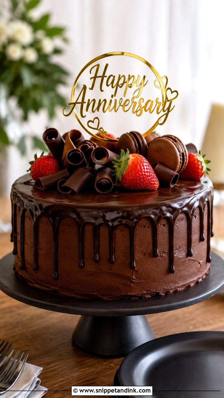 Chocolate Drip Anniversary Cake - Snippet and Ink - 20 Anniversary Cake Snapchat Story Ideas