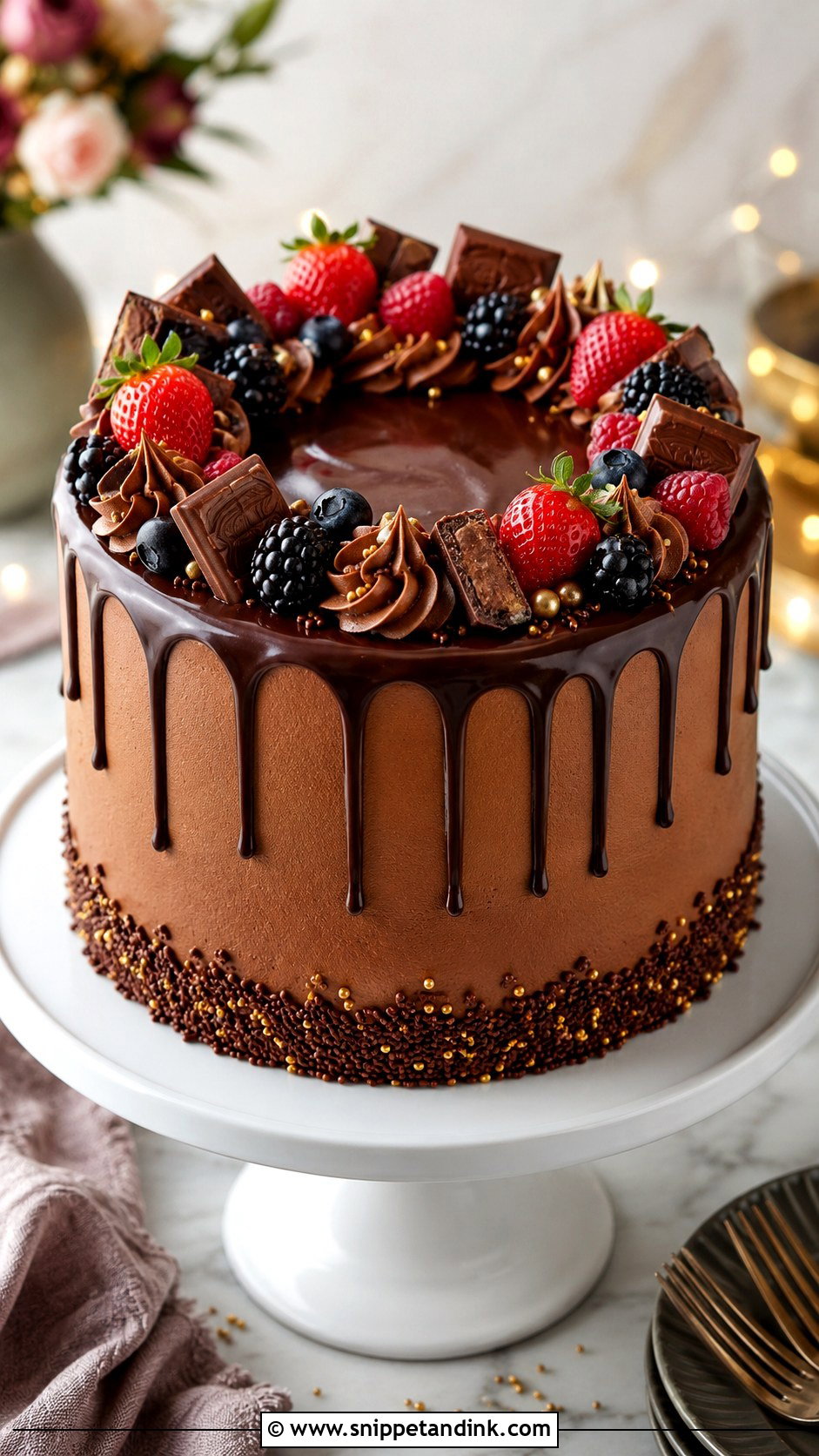 Chocolate Drip Cake For 20 People - Snippet and Ink - 20 Cake for 20 People