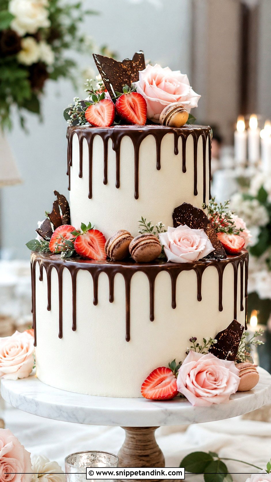 Chocolate Drip Wedding Cake - Snippet and Ink - 20 Chocolate Wedding Cake Ideas