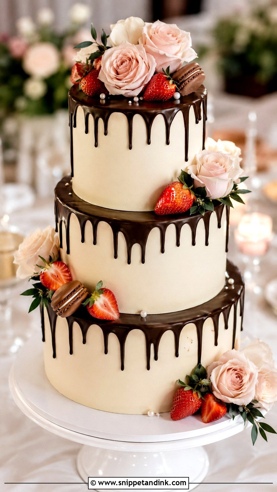 Chocolate Drip Wedding Cake - Snippet and Ink - 20 Chocolate Cake Design Ideas for Wedding