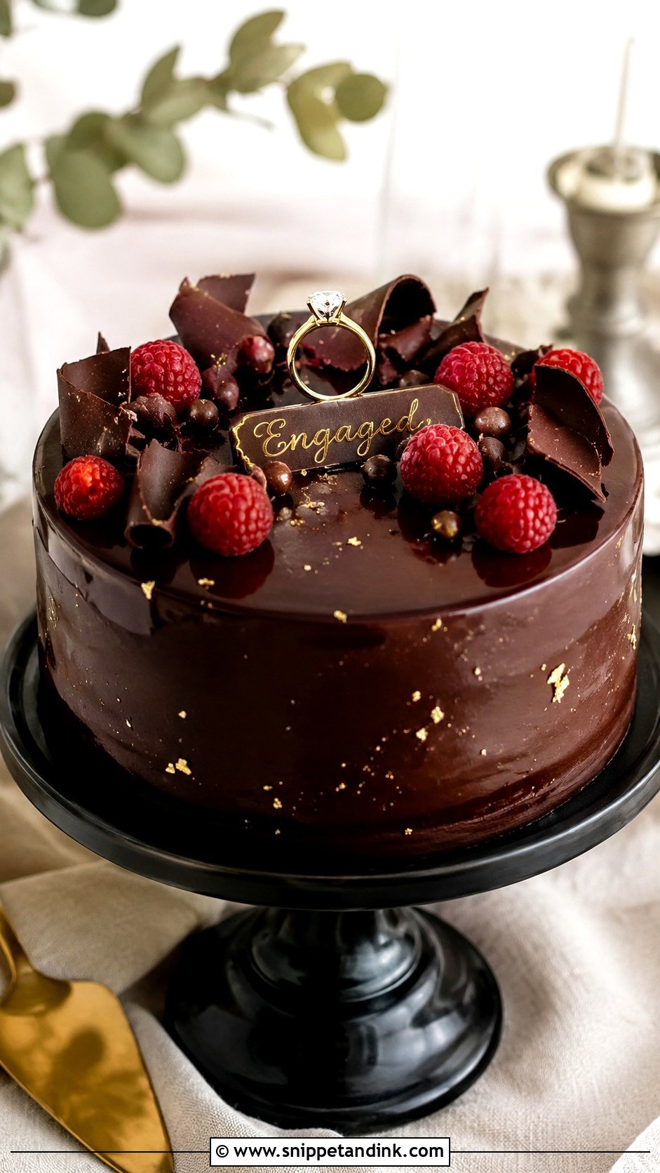 Chocolate Engagement Cake - Snippet and Ink - 20 Engagement Theme Cake Ideas