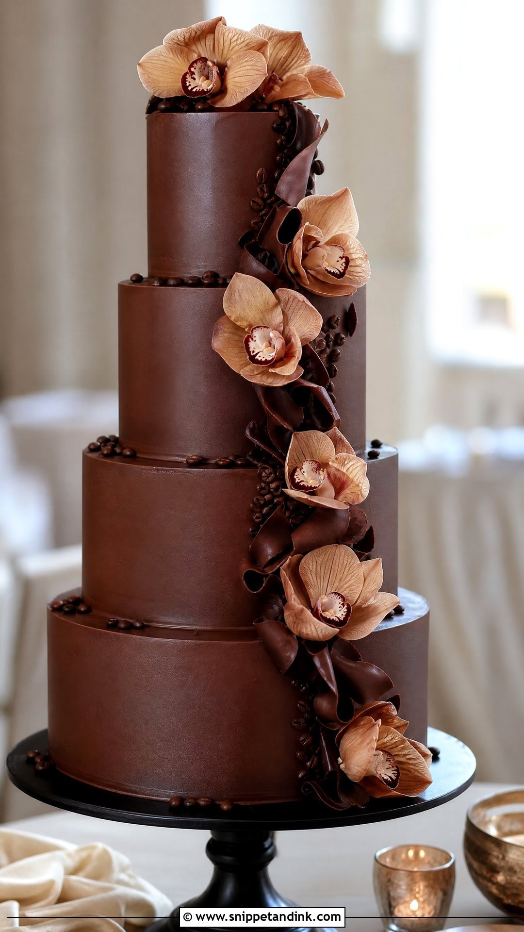 Chocolate Espresso Wedding Cake - Snippet and Ink - 25 Chocolate Wedding Cake Ideas