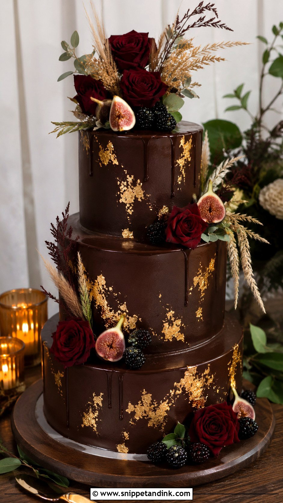 Chocolate Fall Wedding Cake - Snippet and Ink - 20 Fall Wedding Cake Ideas