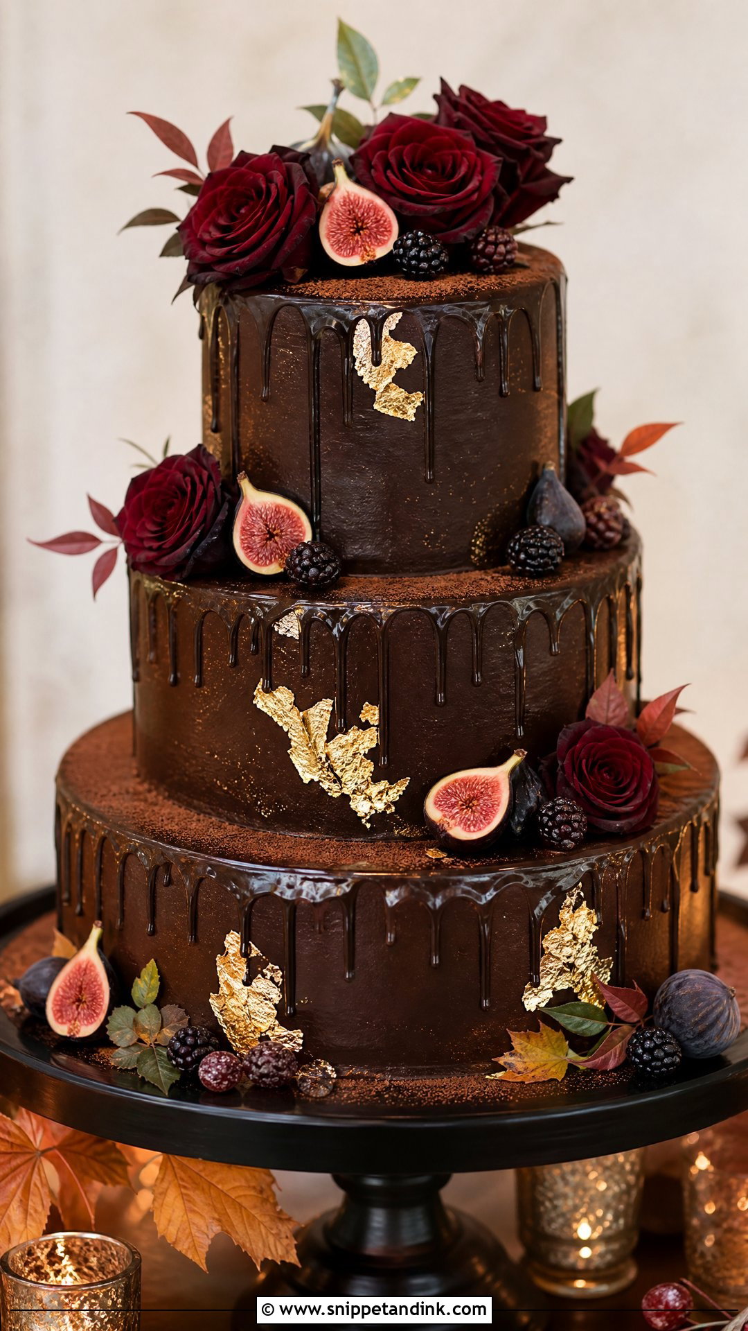 Chocolate Fall Wedding Cake - Snippet and Ink - 25 Fall Theme Cakes for Wedding