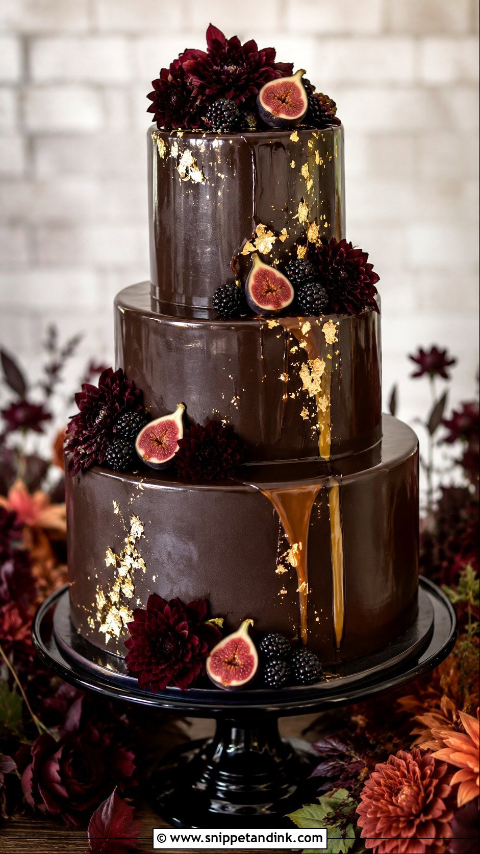 Chocolate Fall Wedding Cake - Snippet and Ink - 20 Autumn Theme Cake Ideas for Wedding