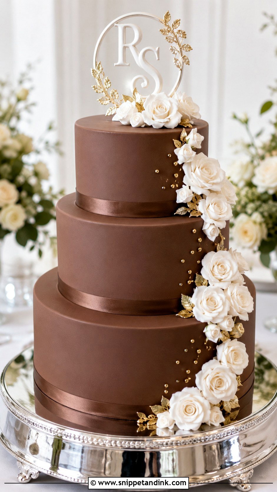 Chocolate Fondant Wedding Cake - Snippet and Ink - 20 Chocolate Wedding Cake Ideas