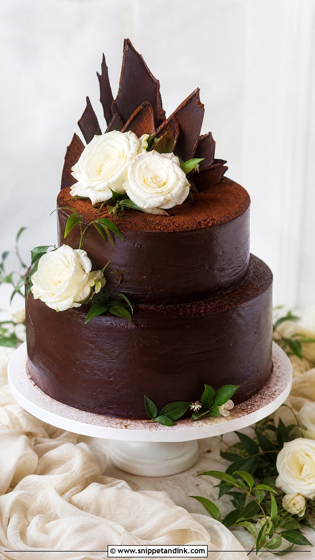 Chocolate Fudge Wedding Cake - Snippet and Ink - 25 Chocolate Wedding Cake Ideas