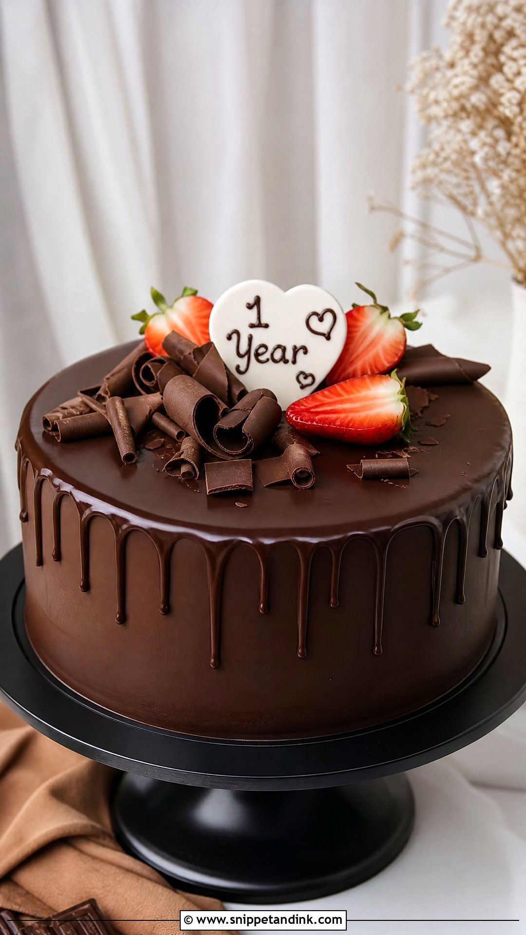 Chocolate Ganache Anniversary Cake - Snippet and Ink - 25 Couple 1st Anniversary Cake Ideas