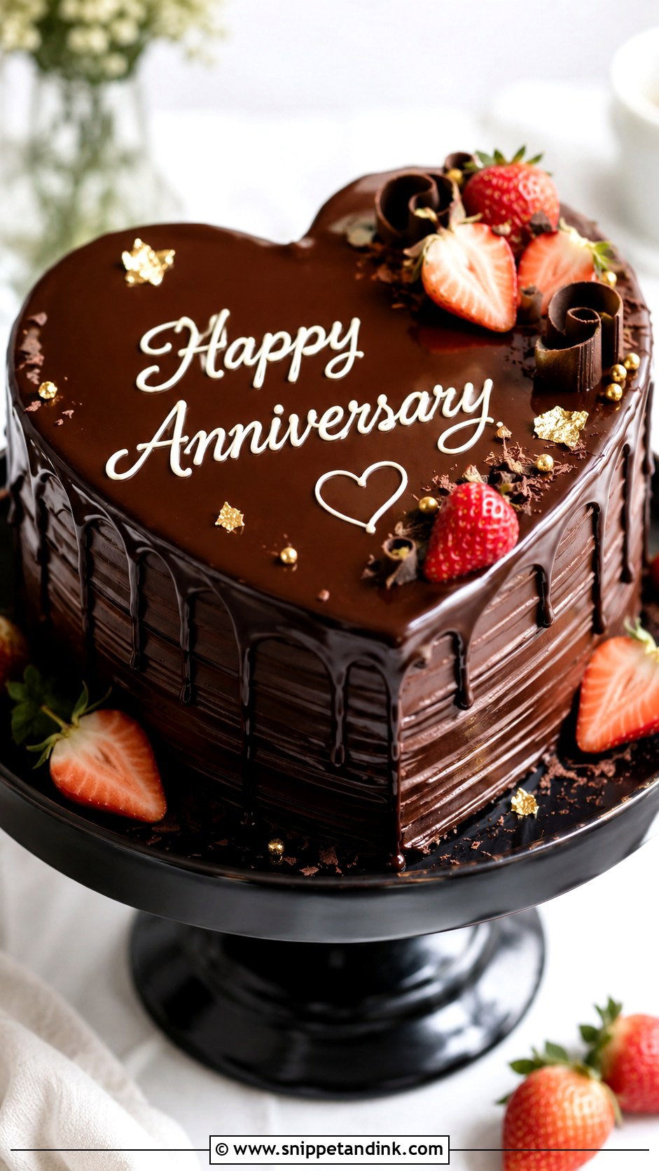 Chocolate Ganache Anniversary Heart Cake - Snippet and Ink - 20 Anniversary Heart Cake Ideas