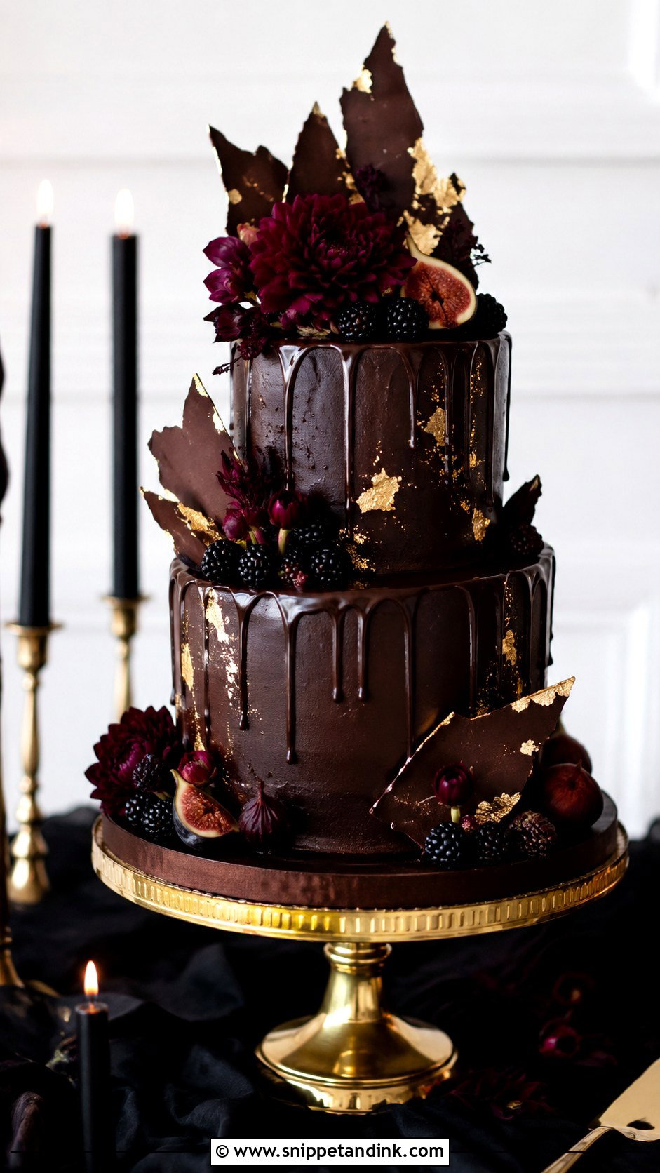 Chocolate Ganache Halloween Wedding Cake - Snippet and Ink - 25 Elegant Halloween Wedding Cake Ideas