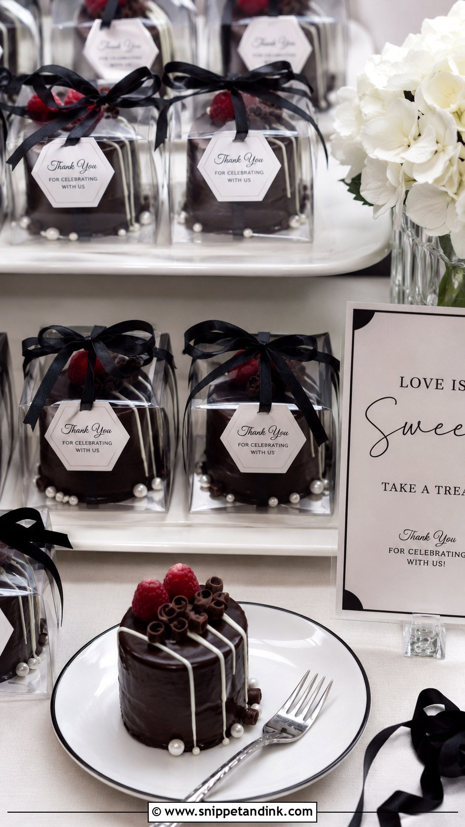 Chocolate Ganache Mini Cake Favors - Snippet and Ink - 20 Cake Favors for Wedding
