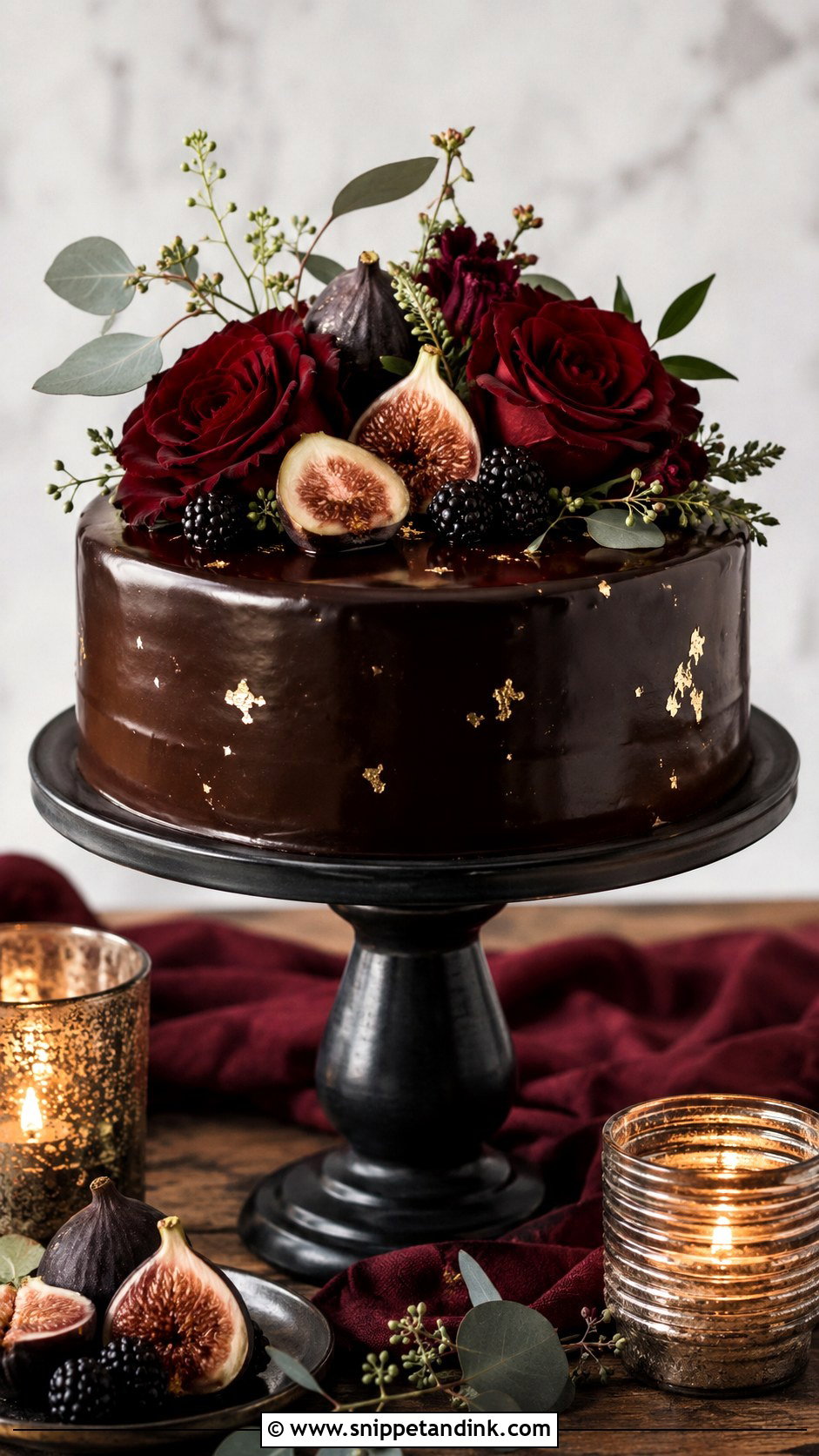Chocolate Ganache Single Tier Wedding Cake - Snippet and Ink - 30 Rustic Fall Single Tier Wedding Cake Ideas