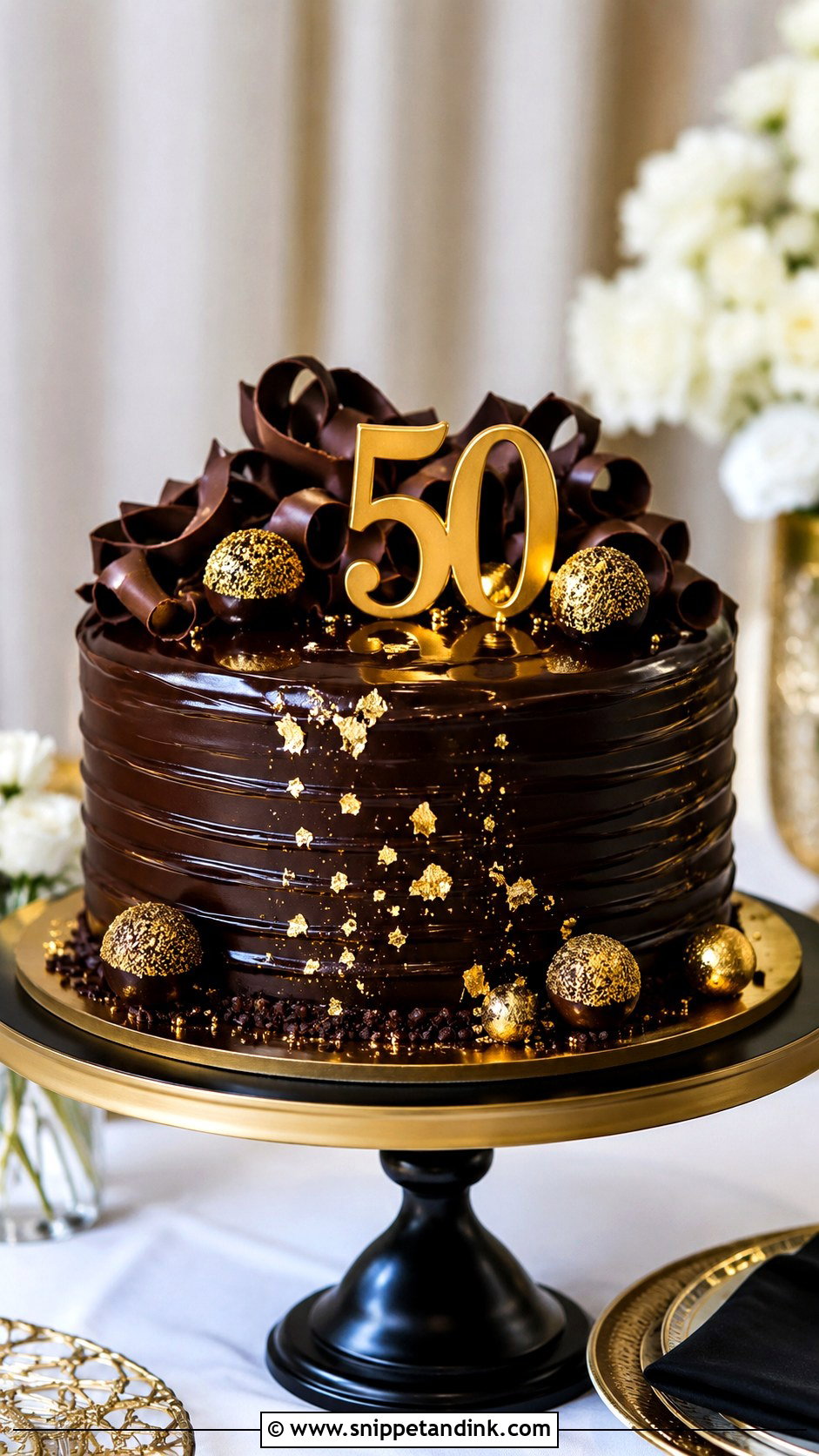 Chocolate Gold 50th Wedding Anniversary Cake - Snippet and Ink - 20 50th Wedding Anniversary Cake Ideas