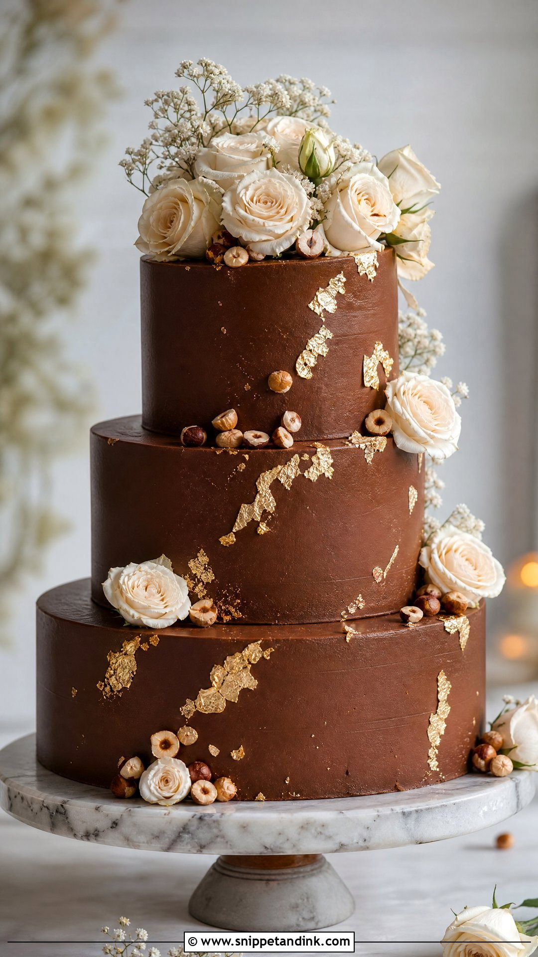Chocolate Hazelnut Wedding Cake - Snippet and Ink - 25 Chocolate Wedding Cake Ideas
