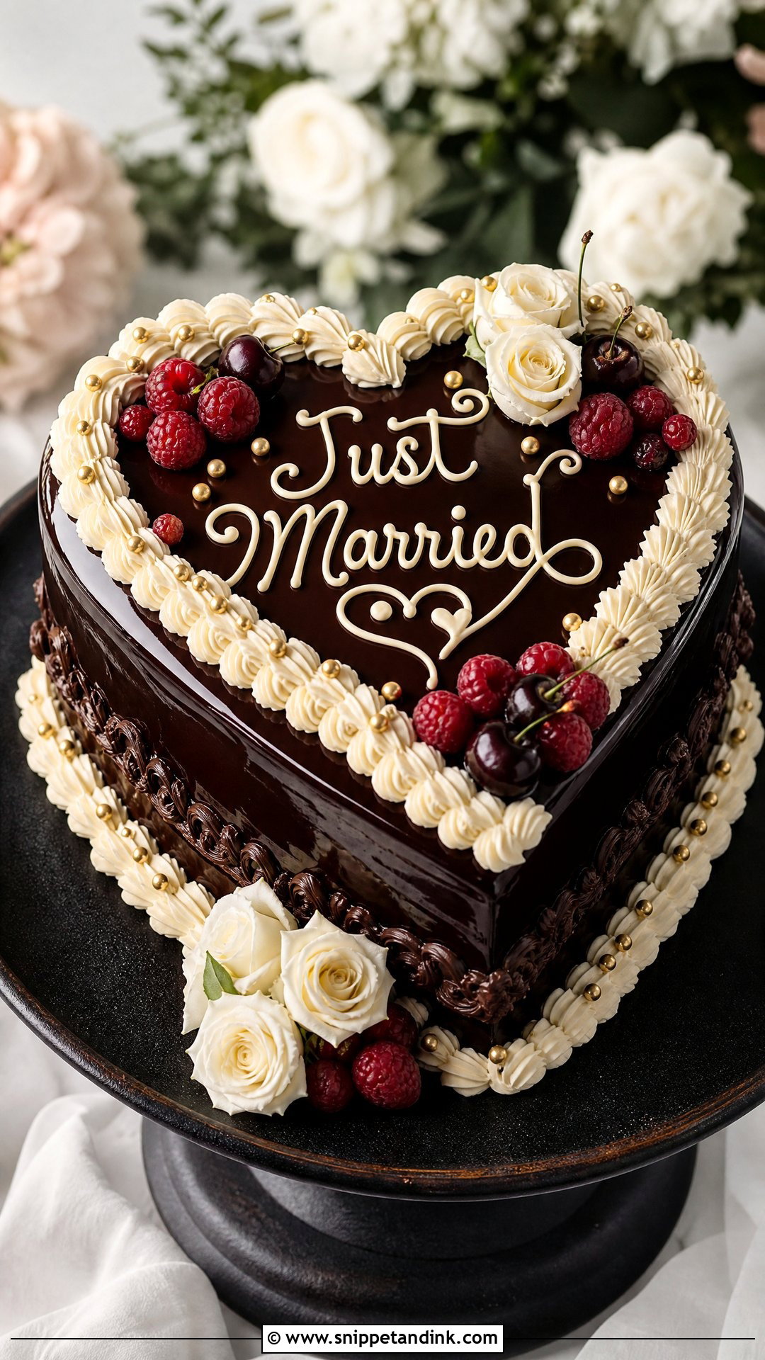 Chocolate Heart Wedding Cake - Snippet and Ink - 20 Love Heart Cake Ideas for Wedding