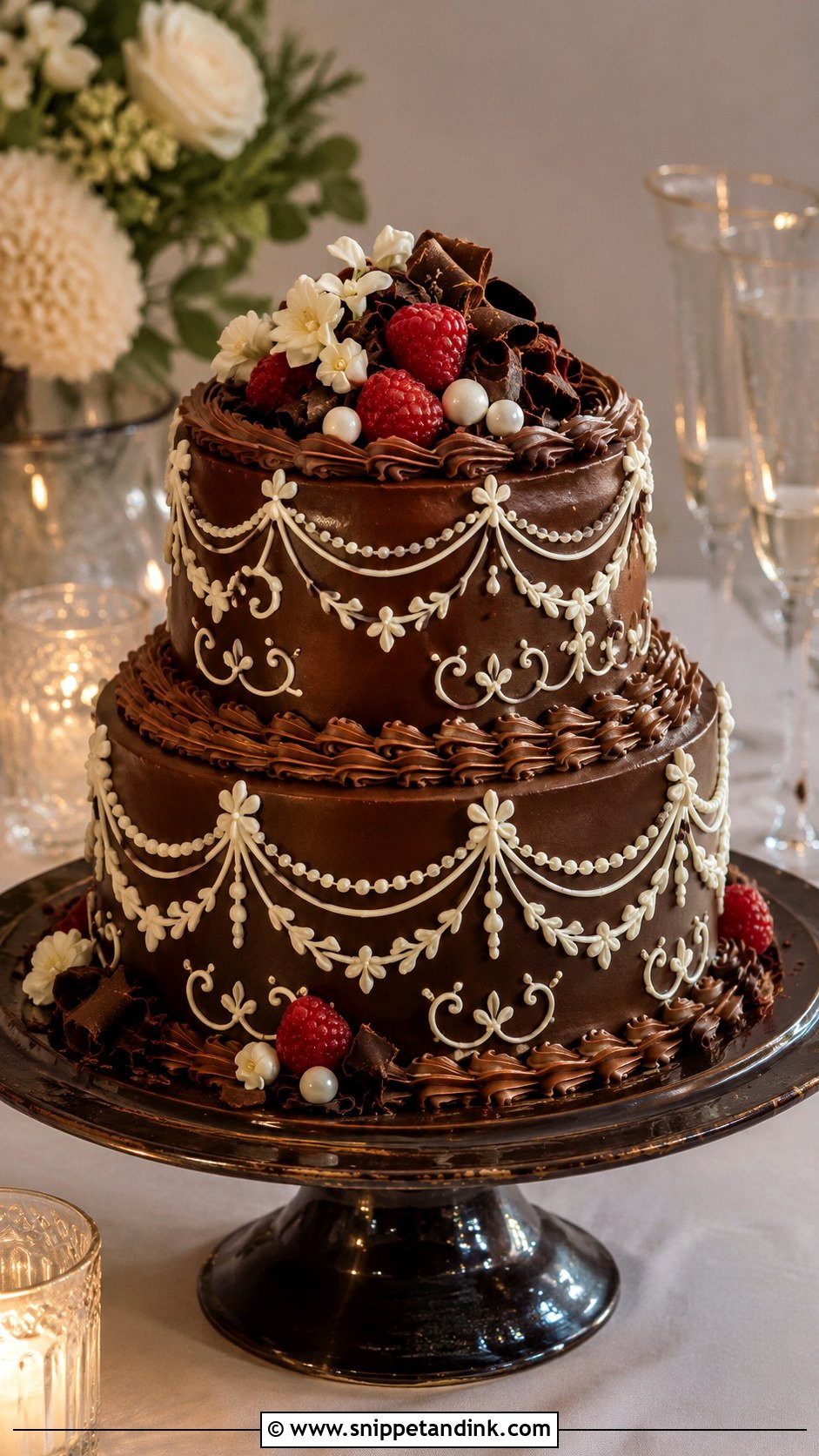 Chocolate Lambeth Wedding Cake - Snippet and Ink - 25 Lambeth Style Wedding Cakes