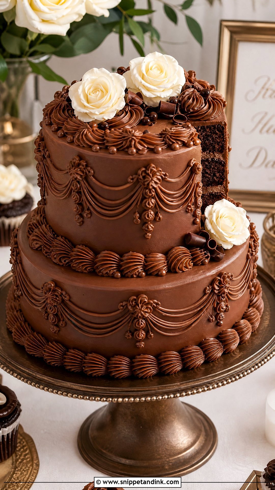 Chocolate Lambeth Wedding Cake - Snippet and Ink - 20 Lambeth Wedding Cake Ideas