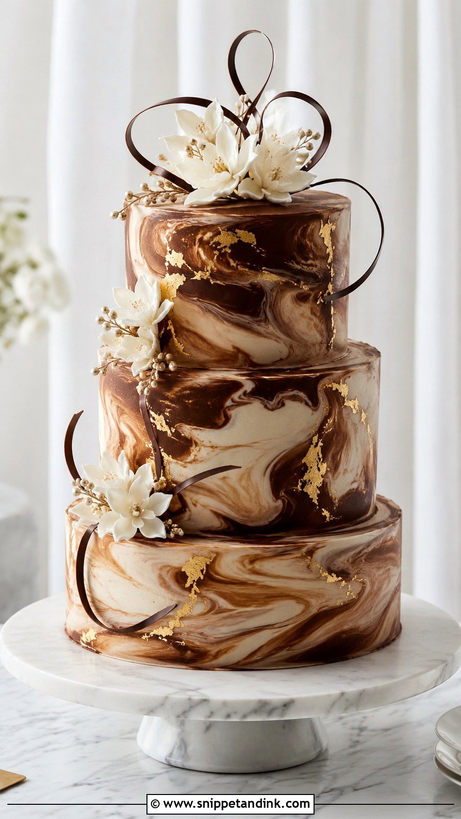 Chocolate Marble Wedding Cake - Snippet and Ink - 20 Chocolate Wedding Cake Ideas