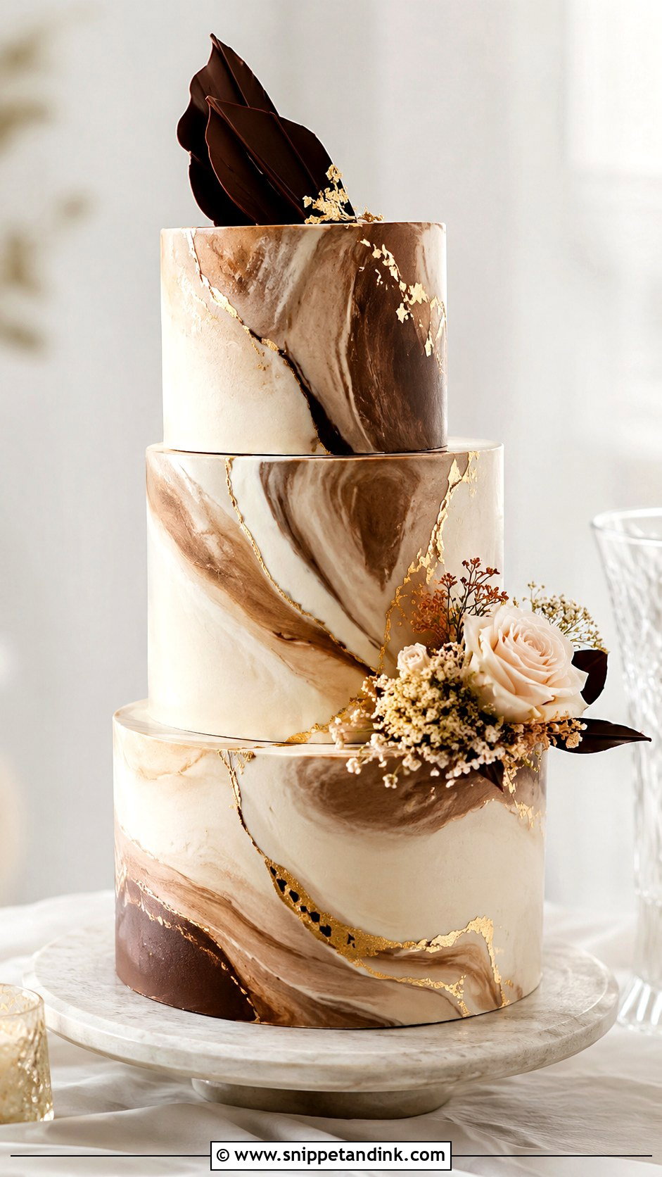 Chocolate Marble Wedding Cake - Snippet and Ink - 20 Chocolate Cake Design Ideas for Wedding