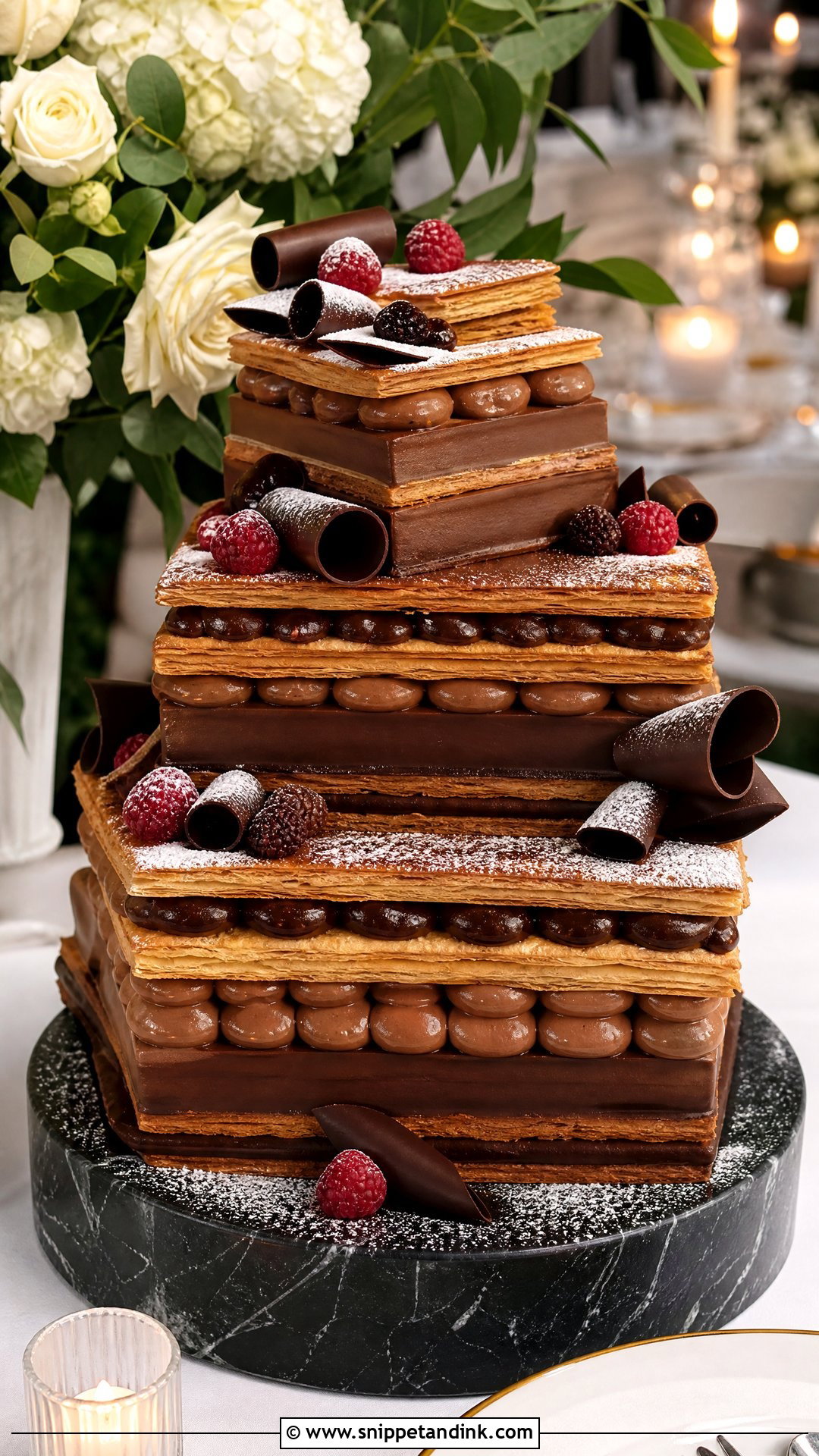 Chocolate Millefoglie Wedding Cake - Snippet and Ink - 25 Italian Wedding Cakes