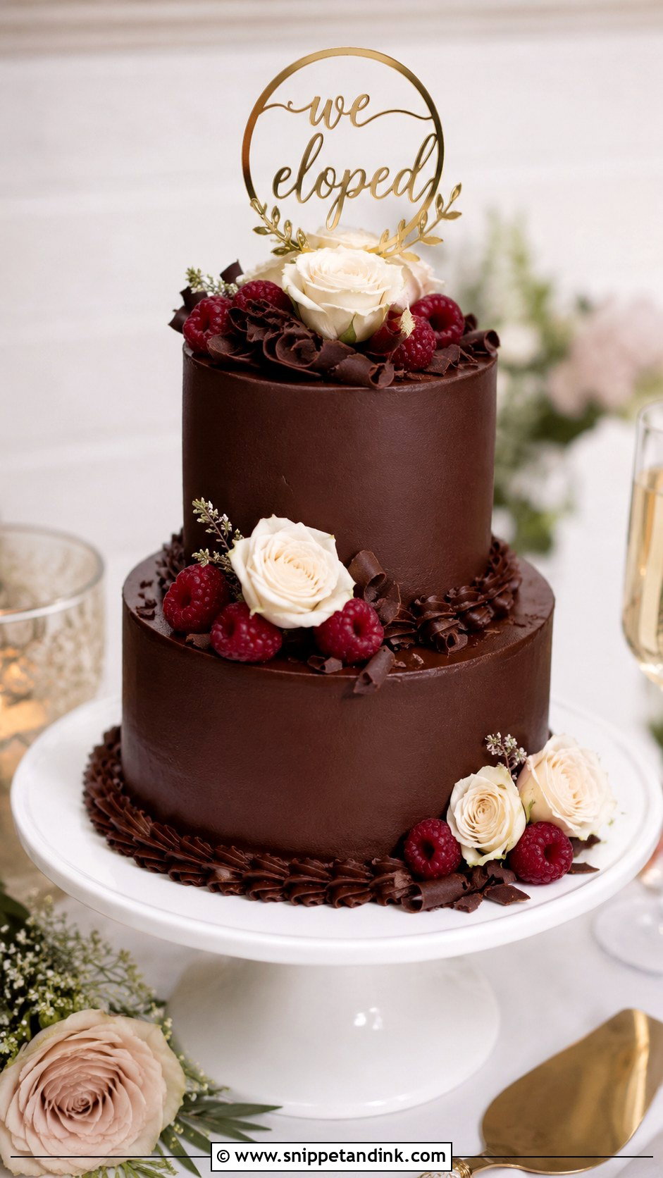 Chocolate Mini Wedding Cake - Snippet and Ink - 20 Chocolate Wedding Cake Ideas