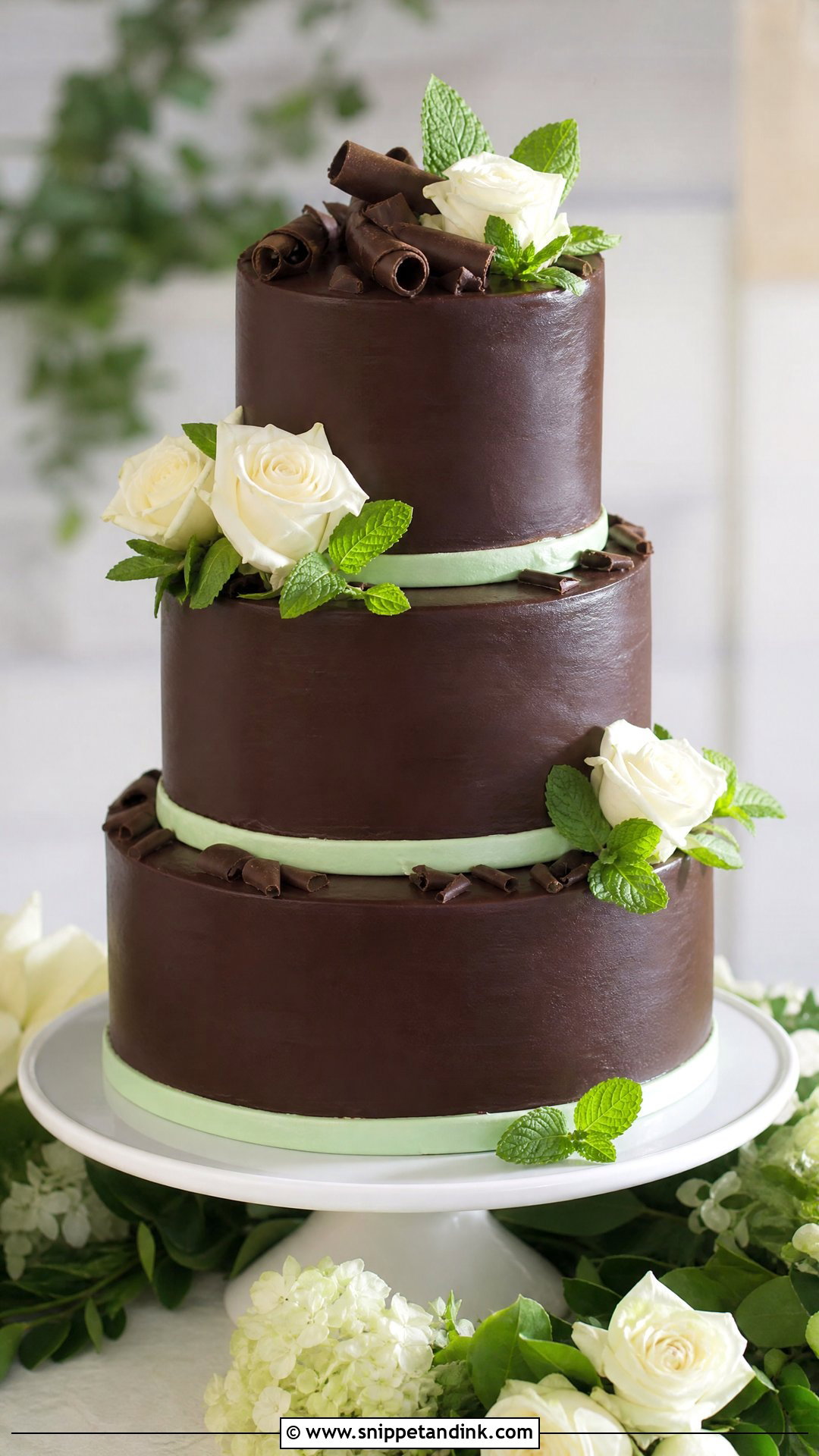 Chocolate Mint Wedding Cake - Snippet and Ink - 25 Chocolate Wedding Cake Ideas