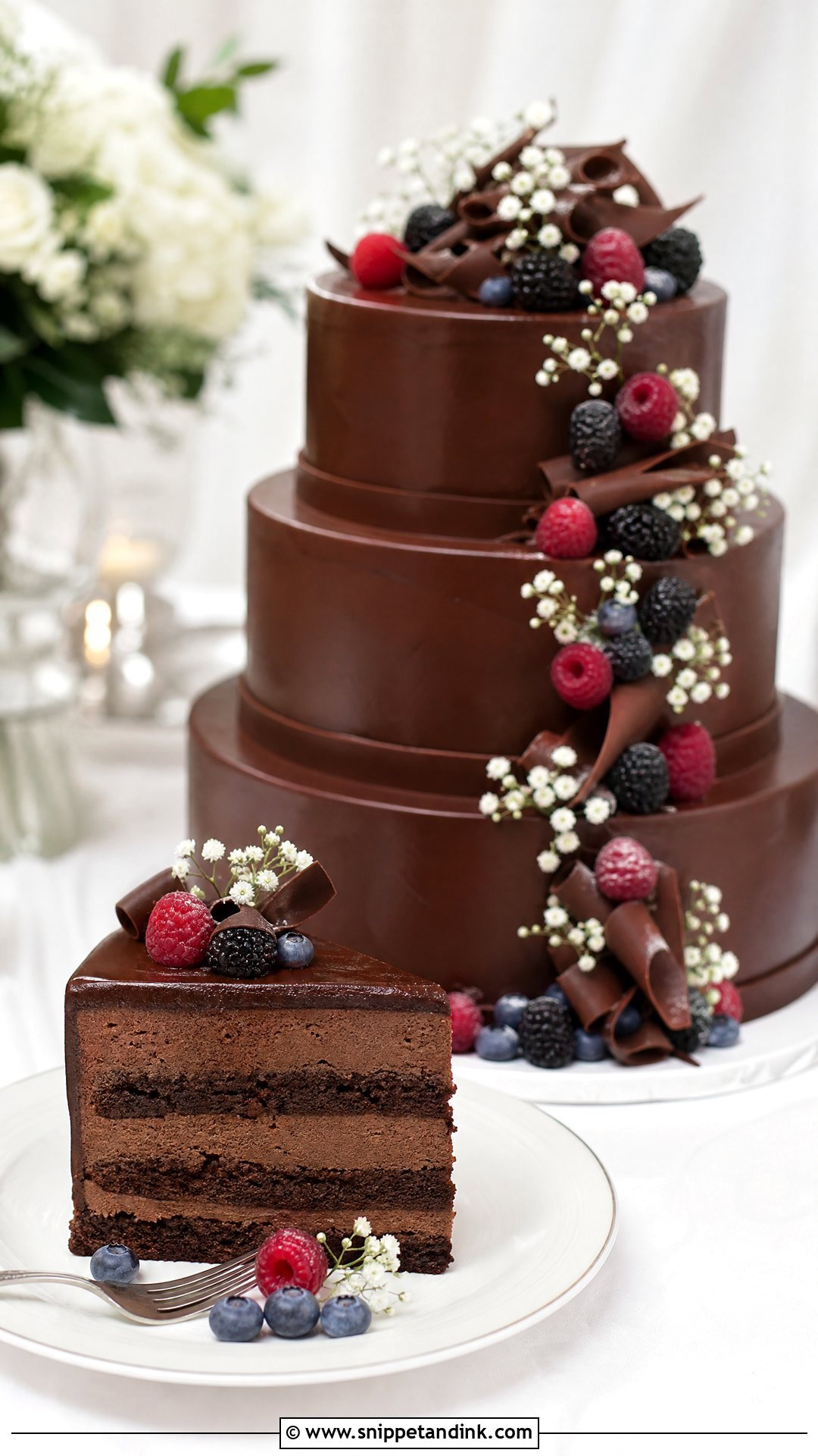 Chocolate Mousse Wedding Cake - Snippet and Ink - 25 Chocolate Wedding Cake Ideas