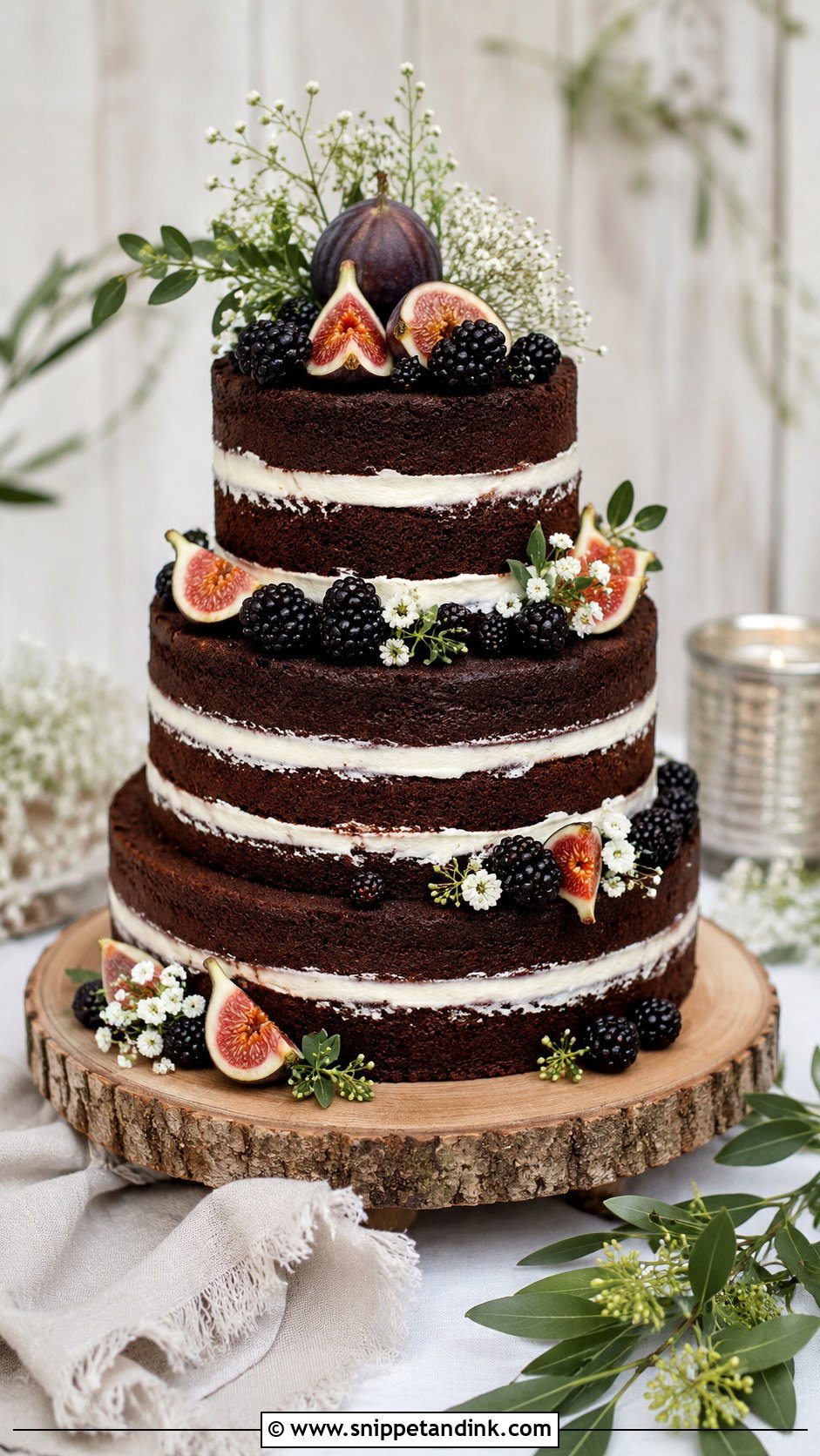 Chocolate Naked Wedding Cake - Snippet and Ink - 20 Chocolate Cake Design Ideas for Wedding
