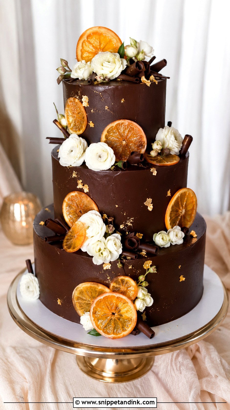 Chocolate Orange Wedding Cake - Snippet and Ink - 20 Chocolate Wedding Cake Ideas