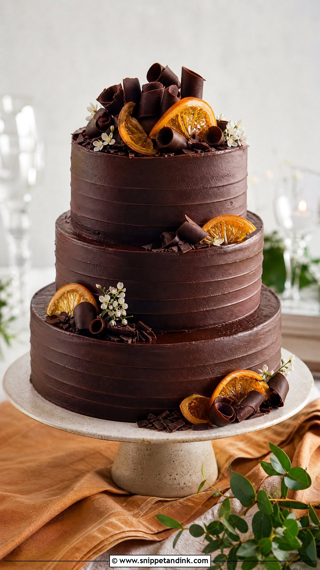 Chocolate Orange Wedding Cake - Snippet and Ink - 25 Chocolate Wedding Cake Ideas