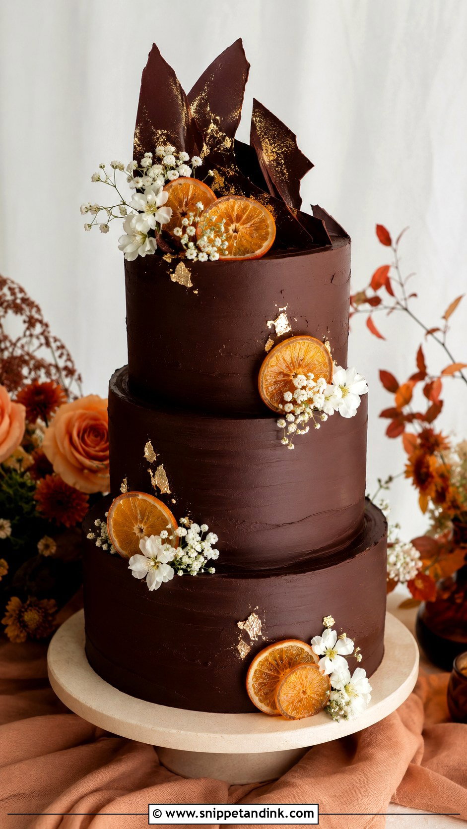 Chocolate Orange Wedding Cake - Snippet and Ink - 20 Chocolate Cake Design Ideas for Wedding