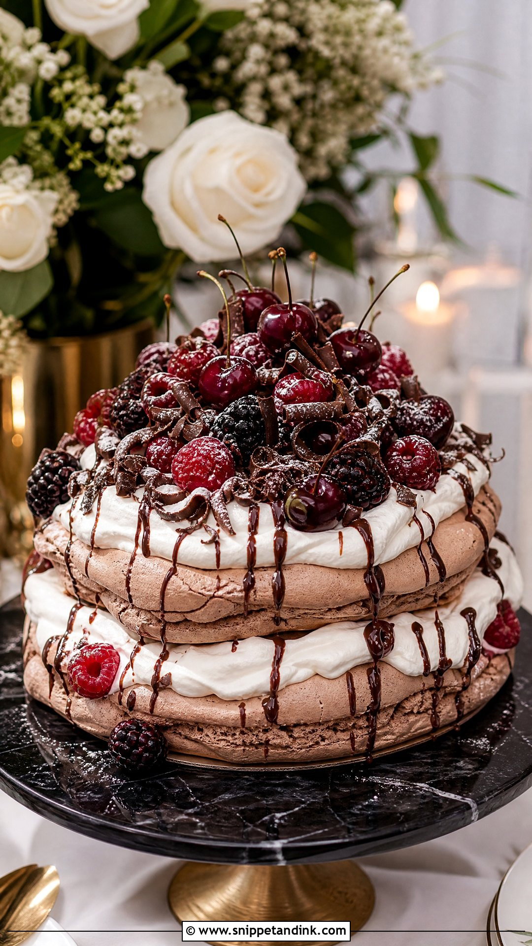 Chocolate Pavlova Wedding Cake - Snippet and Ink - 20 Pavlova Wedding Cake Ideas
