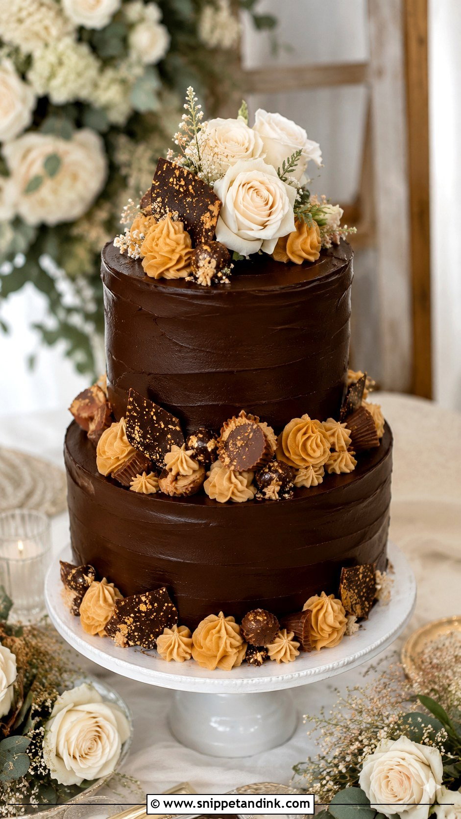 Chocolate Peanut Butter Wedding Cake - Snippet and Ink - 20 Chocolate Wedding Cake Ideas