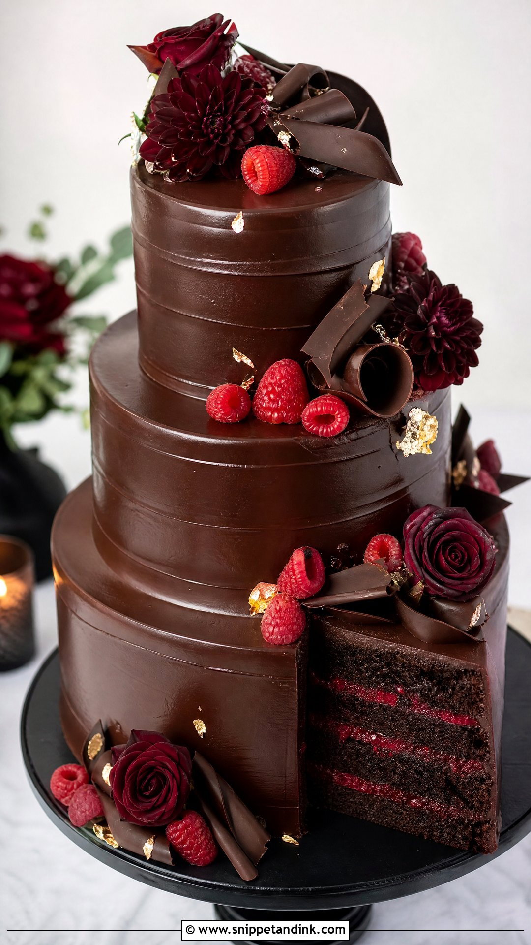 Chocolate Raspberry Wedding Cake - Snippet and Ink - 20 Raspberry Wedding Cake Ideas